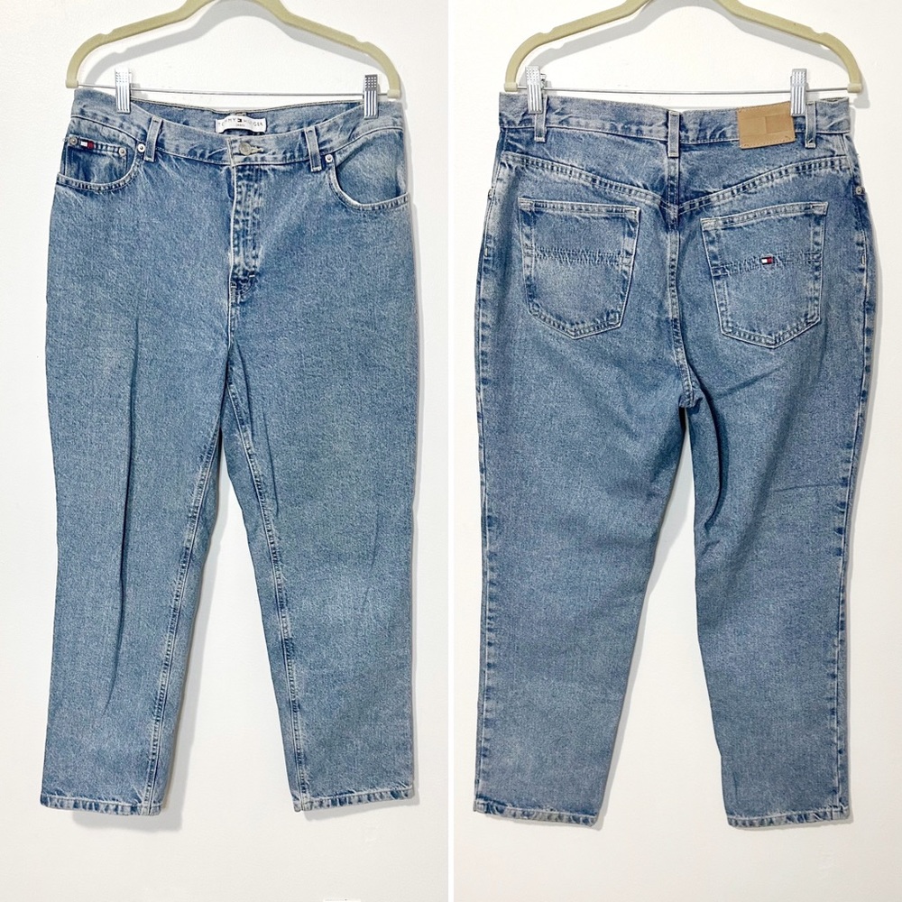 Vintage 90s Tommy Hilfiger High Rise Relaxed Fit Tapered Mom Jeans Size 12